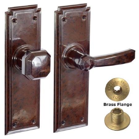 Brolux Bakelite 6406 Unsprung Door Handle & Knob Walnut