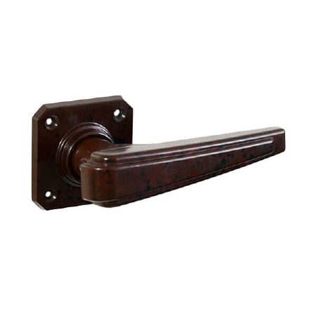 Bakelite Plaza Door Handles on Square Rose Walnut