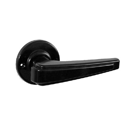 Bakelite Plaza Door Handles on Round Rose Black