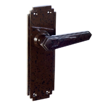 Bakelite Savoy Door Handles on Deco Latchplates Walnut
