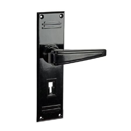 Bakelite Plaza Door Handles on Gatsby Lockplates Black