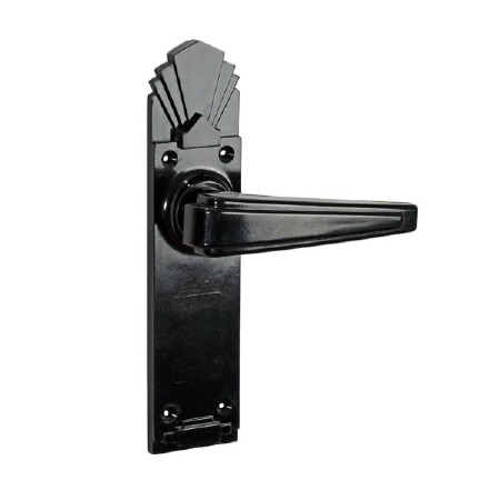 Bakelite Plaza Door Handles on Palais Latchplates Black