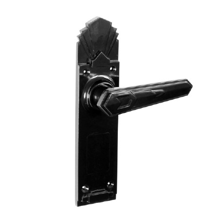 Bakelite Savoy Door Handles on Palais Latchplates Black