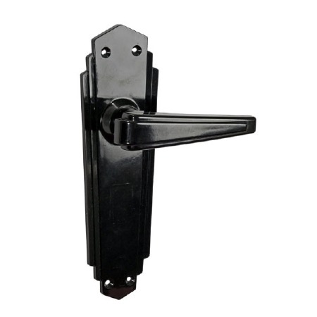 Bakelite Plaza Door Handles on Empire Latchplates Black