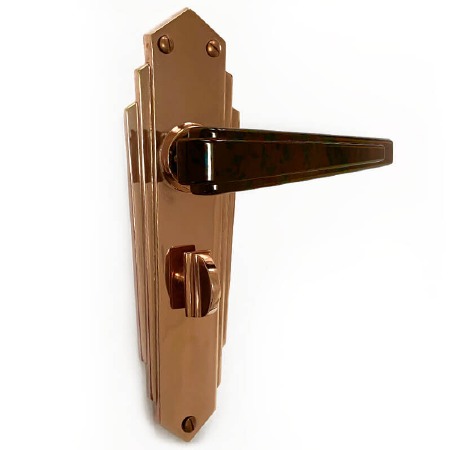 Bakelite Plaza Door Handles Walnut on Empire Bathroom Plates Copper