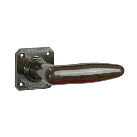 Bakelite Dudok Door Handles on Square Rose Walnut