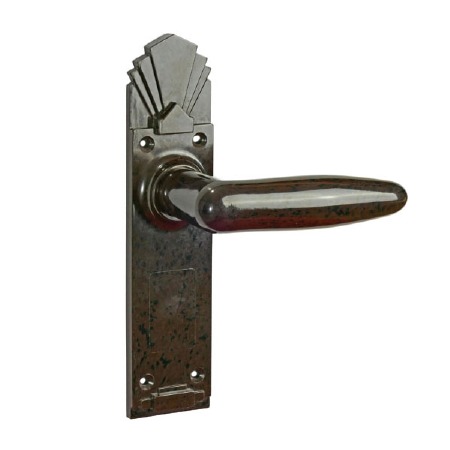 Bakelite Dudok Door Handles on Palais Latchplates Walnut