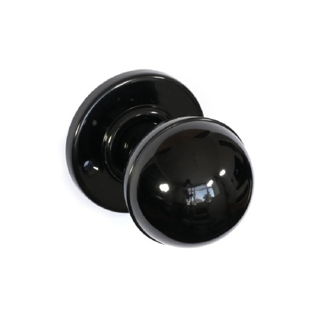 Bakelite Ball Door Knobs on Round Rose Black