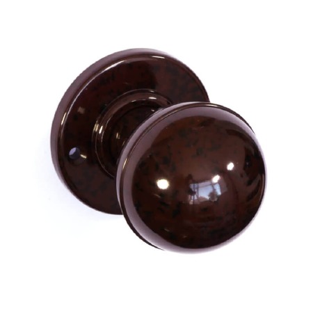 Bakelite Ball Door Knobs on Round Rose Walnut
