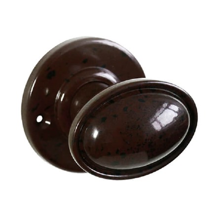 Bakelite Stepped Oval Door Knobs on Round Rose Walnut