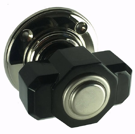 Bakelite Deco Tee Door Knobs Black on Nickel Rose