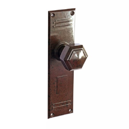 Bakelite Hexagonal Door Knobs on Gatsby Latchplates Walnut