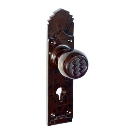Bakelite Ritz Door Knobs on Palais Lockplates Walnut