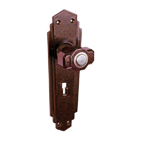 Bakelite Deco Tee Door Knobs on Empire Lockplates Walnut