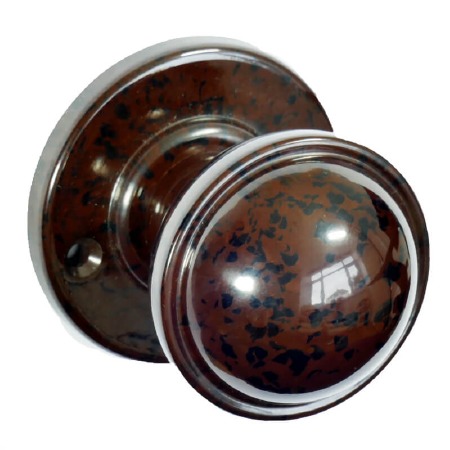 Bakelite Stepped Round Door Knobs on Round Rose Walnut