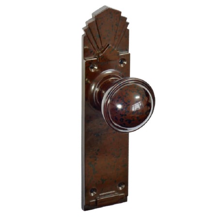 Bakelite Stepped Round Door Knobs on Palais Latchplates Walnut