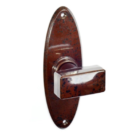 Bakelite Tee Door Knobs on Oval Latchplates Walnut