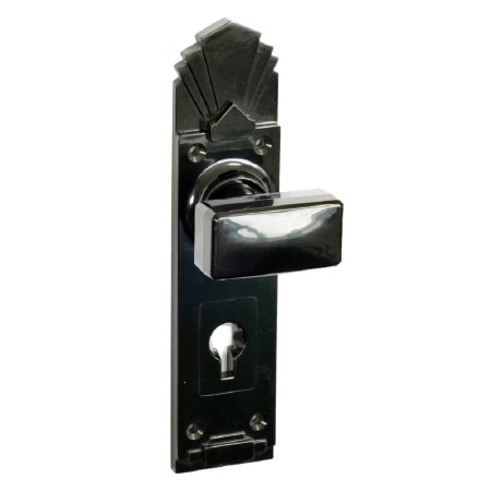 Bakelite Tee Door Knobs on Palais Lockplates Black