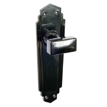 Bakelite Tee Door Knobs on Empire Latchplates Black