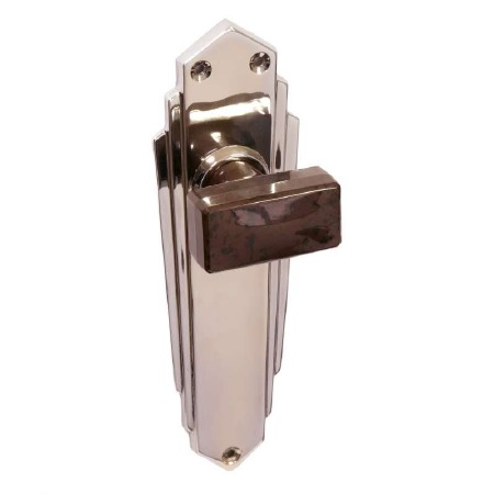 Bakelite Tee Door Knobs Walnut on Empire Latchplates Chrome