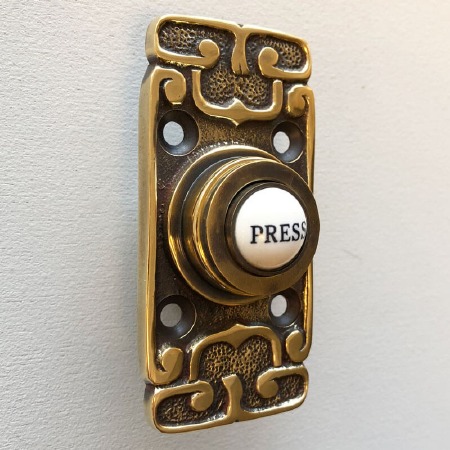 Art Nouveau Bell Push Renovated Brass