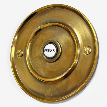 Circular Door Bell Push 4" Renovated Brass