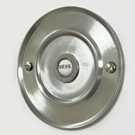 Circular Door Bell Push 4" Renovated Brass
