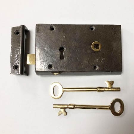 Broughtons 5" Iron Rim Lock Right Hand Lacquered Iron