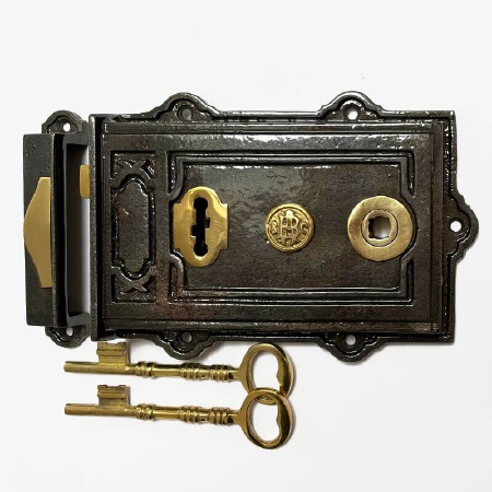 Broughtons Davenport Rim Lock Lacquered Iron