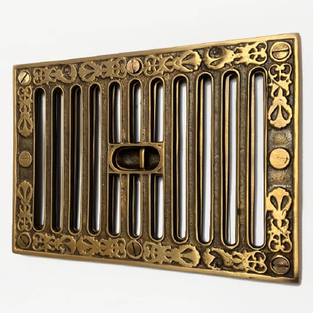 Cast Decorative Hit & Miss Air Vent Large Antique Satin Brass