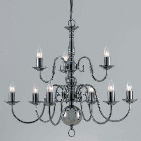 Flemish 9 Arm 2 Tier Chandelier Gun Metal