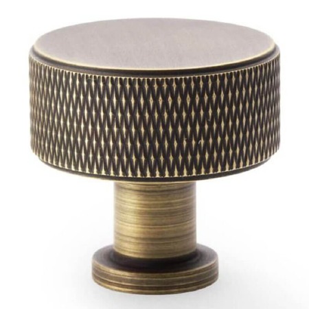 Lucia Knurled Cupboard Knob 35mm Antique Brass