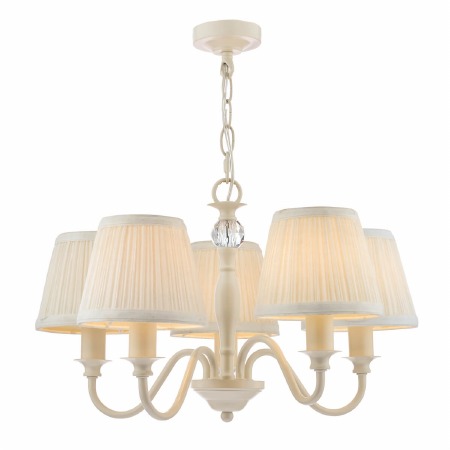 Laura Ashley Ellis 5 Light Pendant Satin Cream with Shades