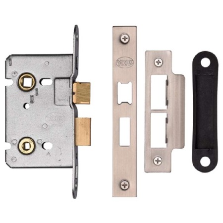 Heritage Bathroom Lock YKABL Satin Chrome & Nickel 2.5"