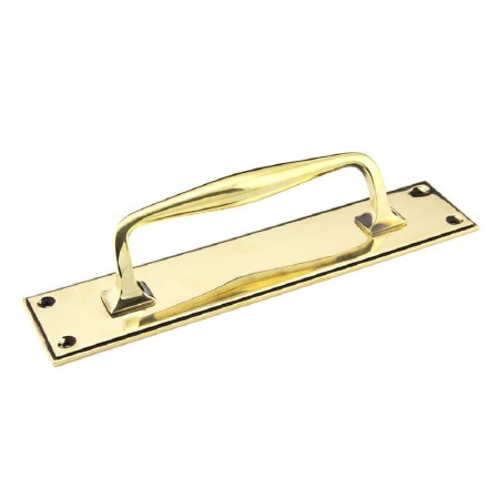 From The Anvil Art Deco Pull Handle on Backplate Small Aged Brass