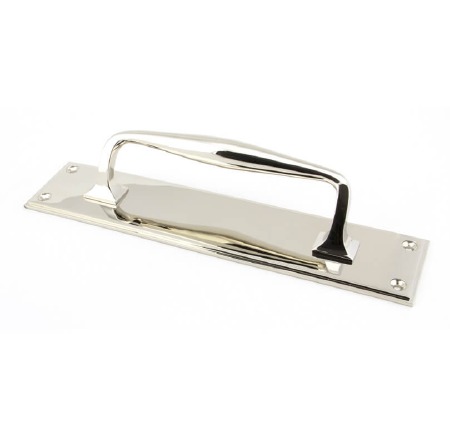 From The Anvil Art Deco Pull Handle on Backplate Small Polished Nickel