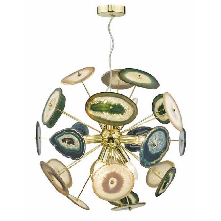Achates 9 Light Pendant Real Agate Stones