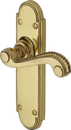 Heritage Adam Latch Door Handles R760 Polished Brass Lacquered