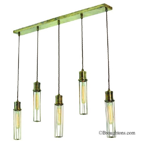 Alexander 5 Light Bar Pendant Antique Brass