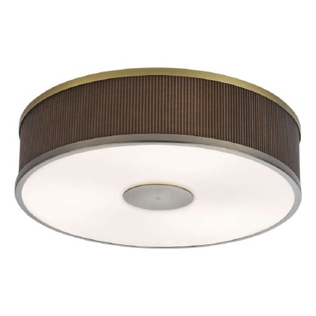 Alvaro 3 Light Flush Ceiling Light Antique Bronze & Brown Shade