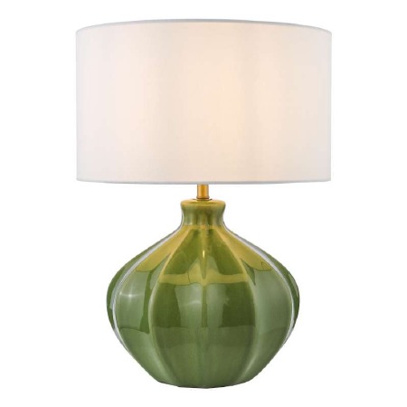 Amrita Table Lamp Green Glaze & White Shade