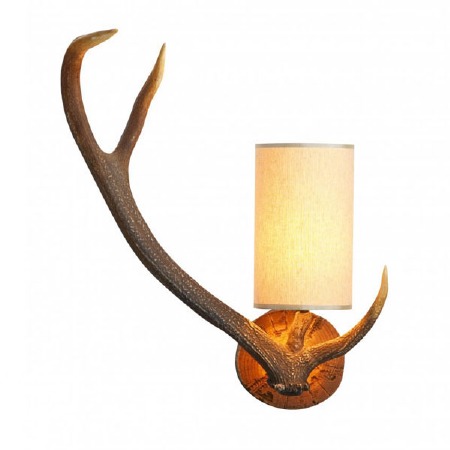 David Hunt Antler Wall Light Left Hand with Cream Shade