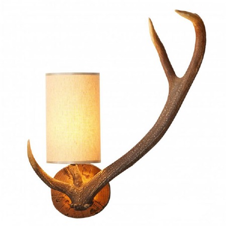 David Hunt Antler Wall Light Right Hand with Cream Shade