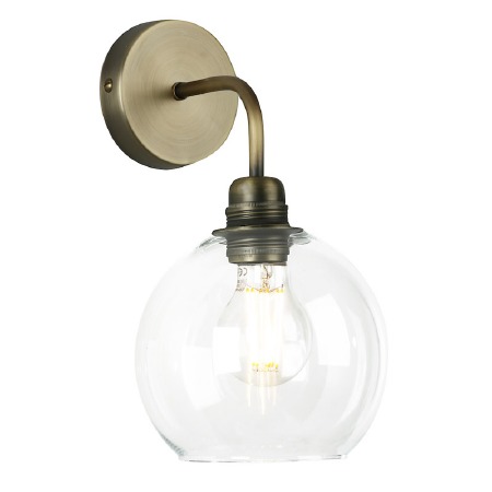 David Hunt Apollo Wall Light Antique Brass with Clear Glass