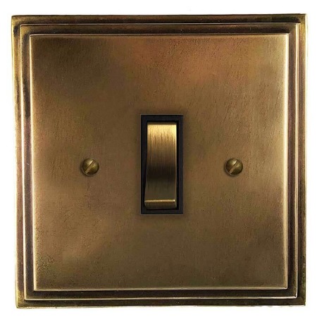 Edwardian Rocker Light Switch 1 Gang Hand Aged Brass