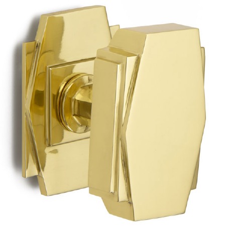 Croft Art Deco Centre Door Knob 7013 Polished Brass Unlacquered