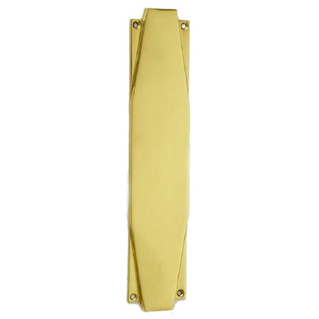 Croft 7011 Art Deco Finger Plate 12" Polished Brass Unlacquered