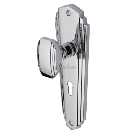 Heritage Charlston Door Knobs Lever Lock CHA1900 Polished Chrome