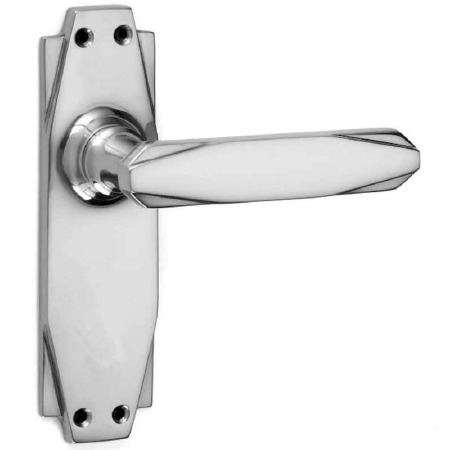 Art Deco Door Latch Handles Polished Chrome