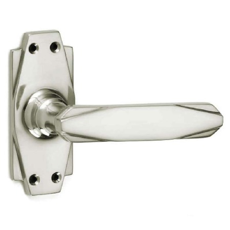 Art Deco Door Handle Polished Nickel